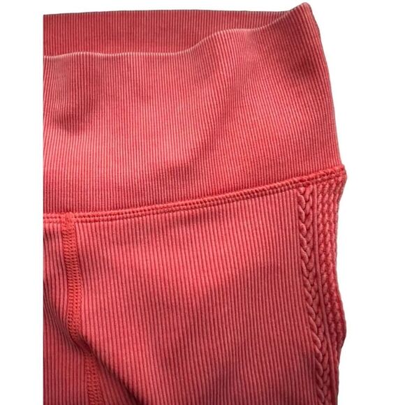 Aerie OFFLINE Big Chili High Waist Seamless Ribbed Leggings Size LARGE Orange - Picture 2 of 5